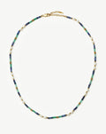 Beaded Gemstone & Pearl Short Necklace | 18k Gold Plated/Lagoon Blue