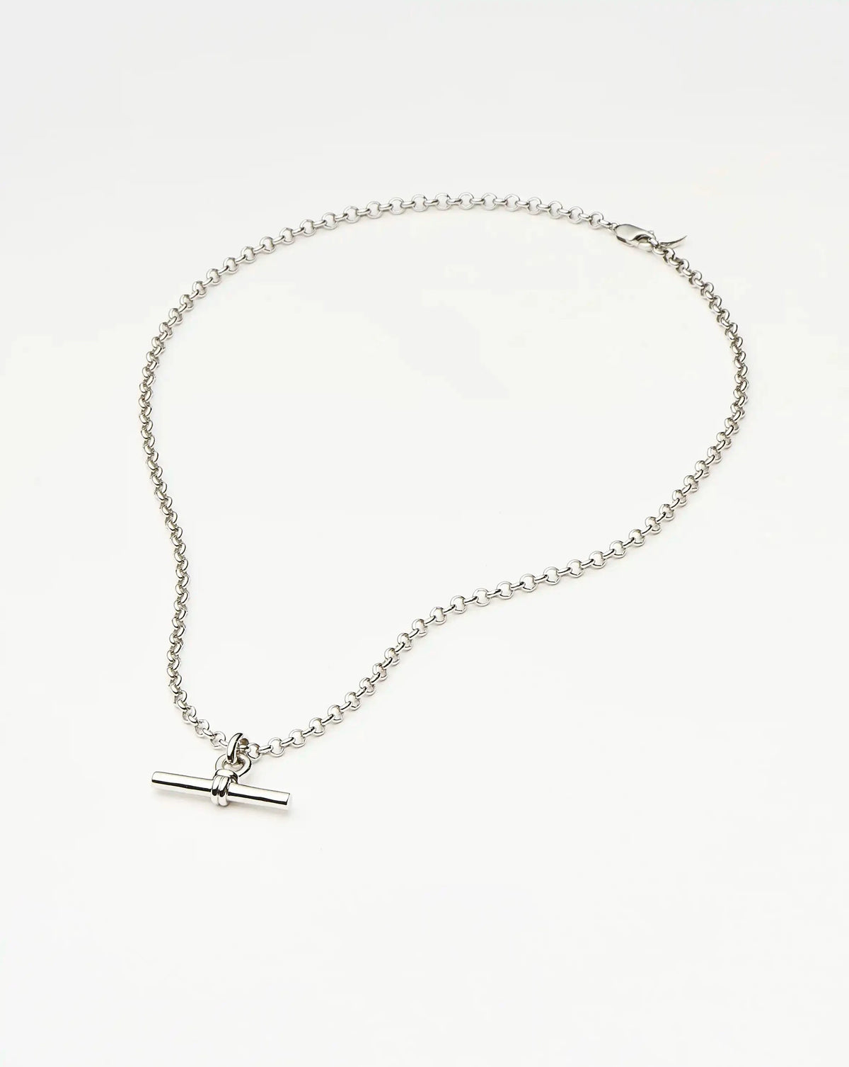 Chunky T-Bar Chain Necklace | Silver Plated