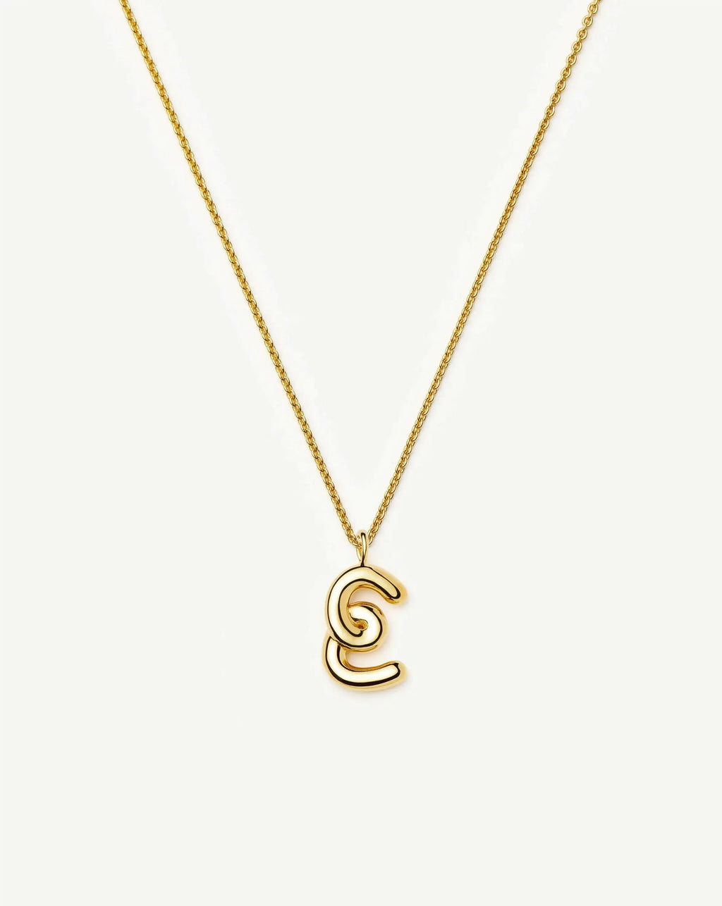 Curly Molten Initial Pendant Necklace - E | 18k Gold Vermeil