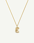 Curly Molten Initial Pendant Necklace - E | 18k Gold Vermeil