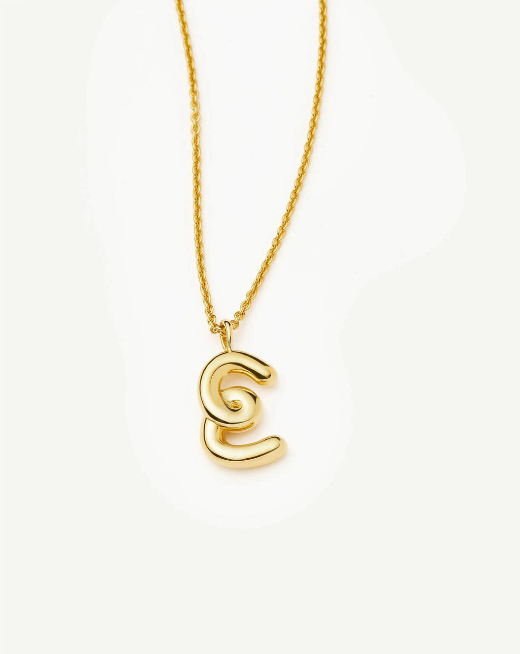 Curly Molten Initial Pendant Necklace - E | 18k Gold Vermeil