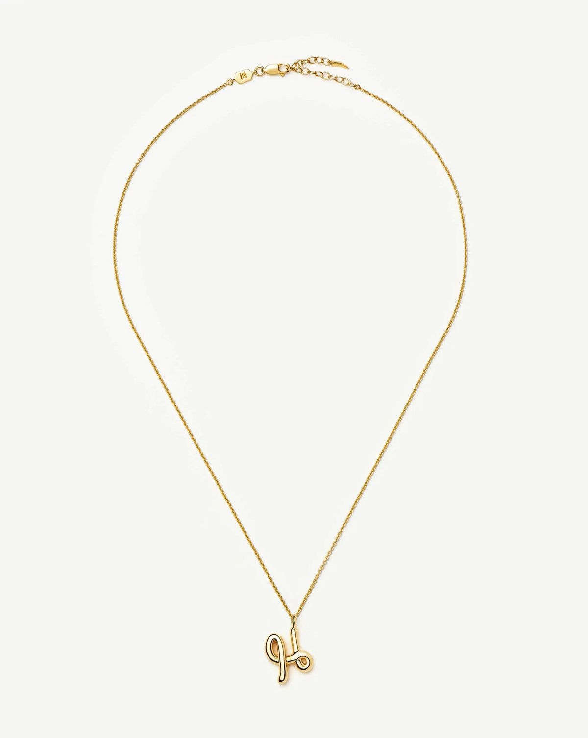 Curly Molten Initial Pendant Necklace - H | 18k Gold Vermeil