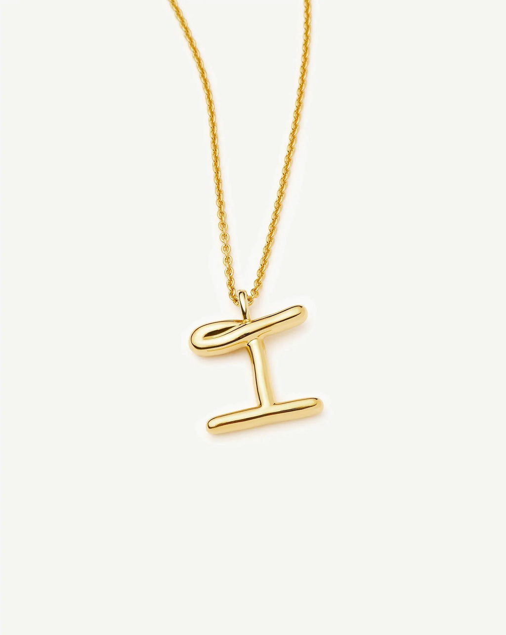 Curly Molten Initial Pendant Necklace - I | 18k Gold Vermeil
