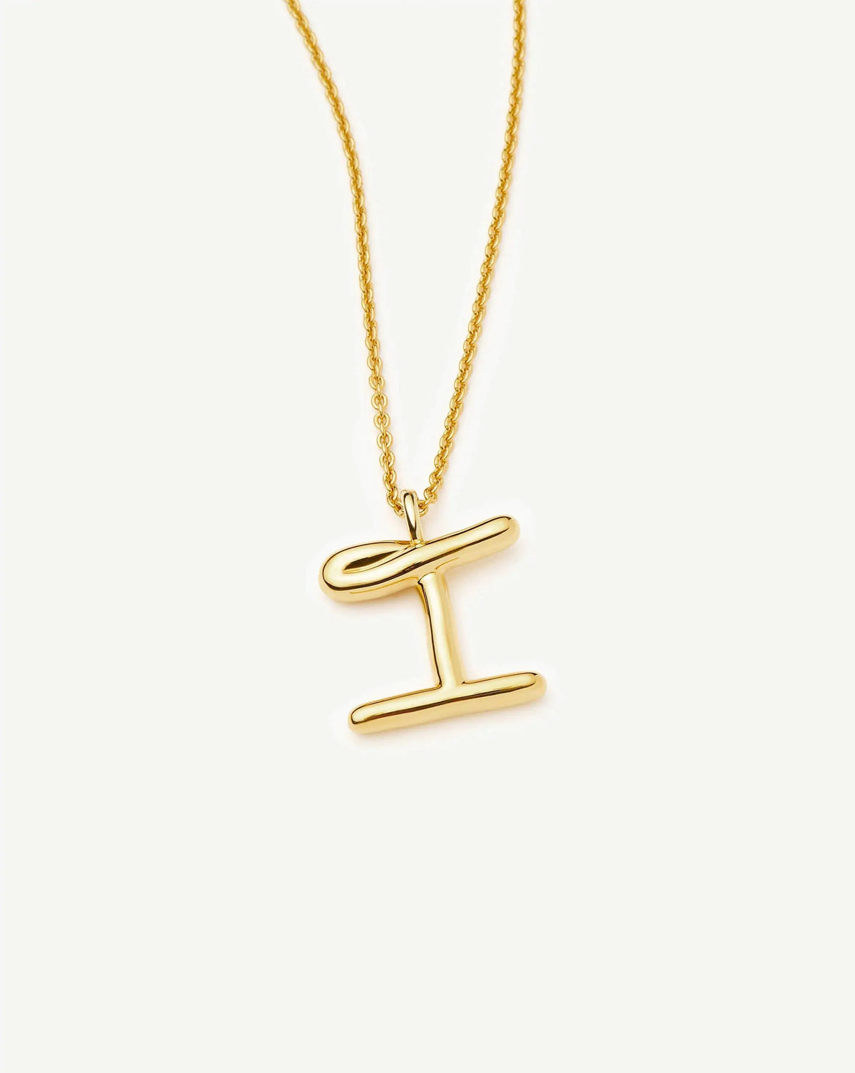 Curly Molten Initial Pendant Necklace - I | 18k Gold Vermeil