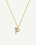 Curly Molten Initial Pendant Necklace - P | 18k Gold Vermeil