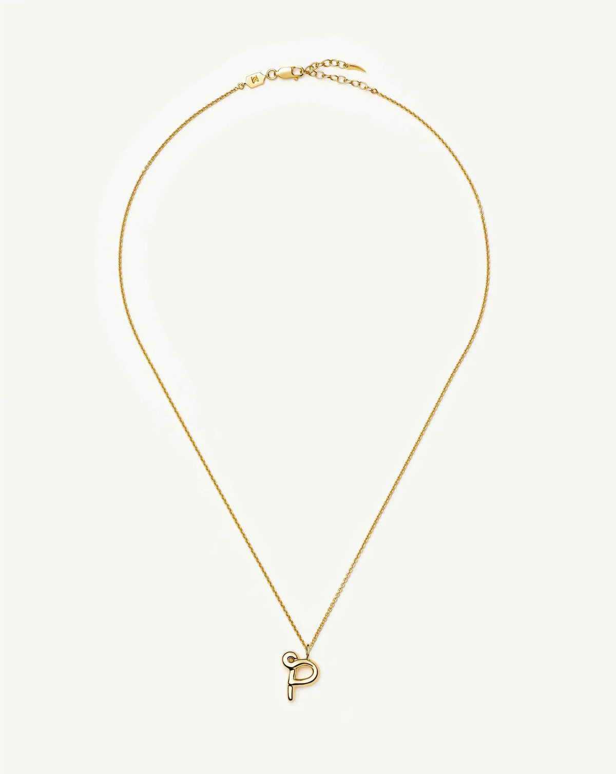 Curly Molten Initial Pendant Necklace - P | 18k Gold Vermeil