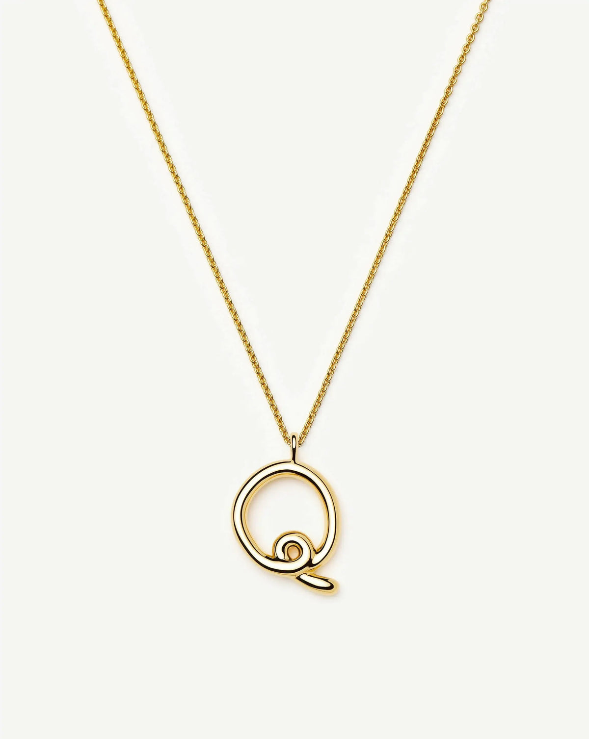 Curly Molten Initial Pendant Necklace - Q | 18k Gold Vermeil