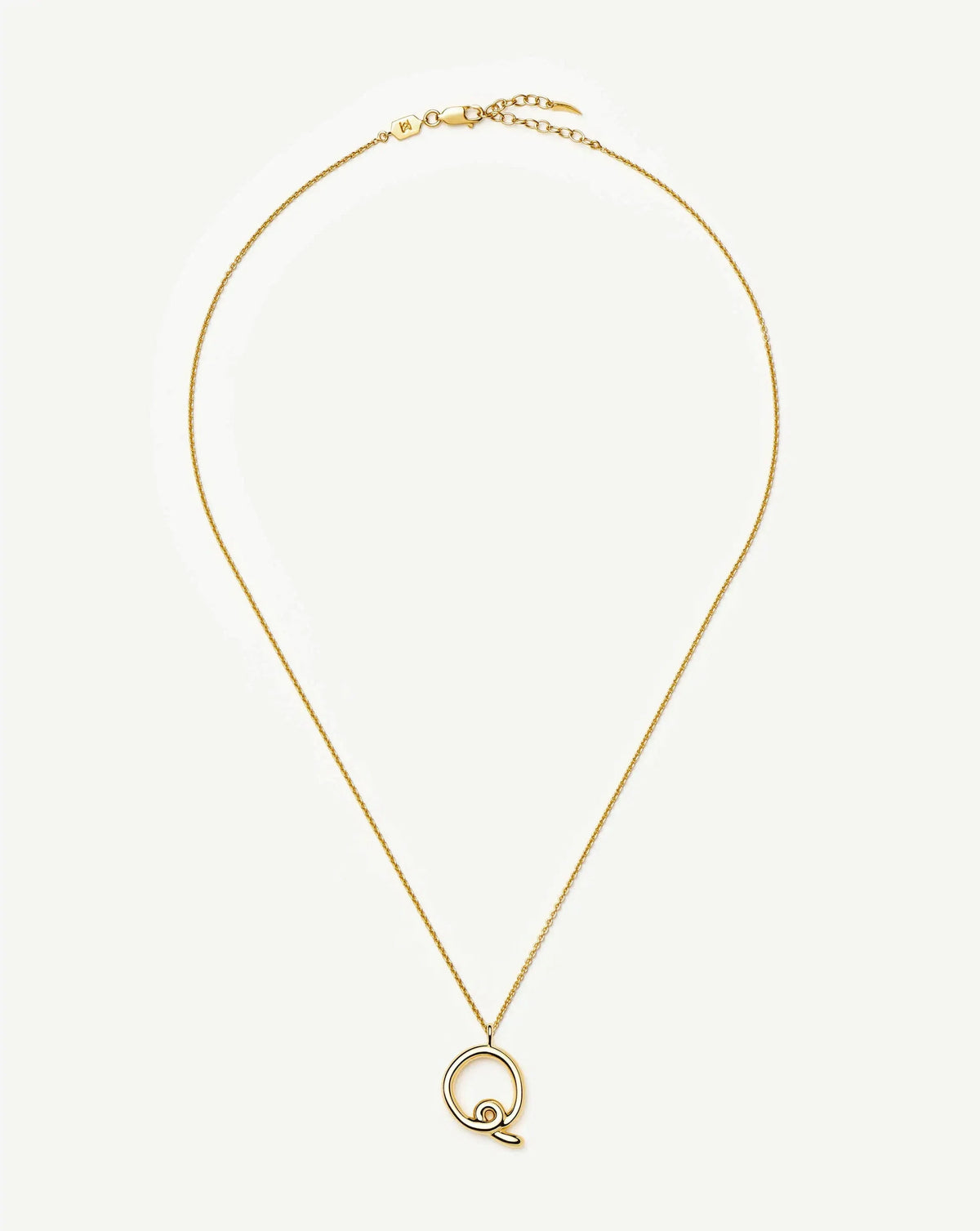 Curly Molten Initial Pendant Necklace - Q | 18k Gold Vermeil