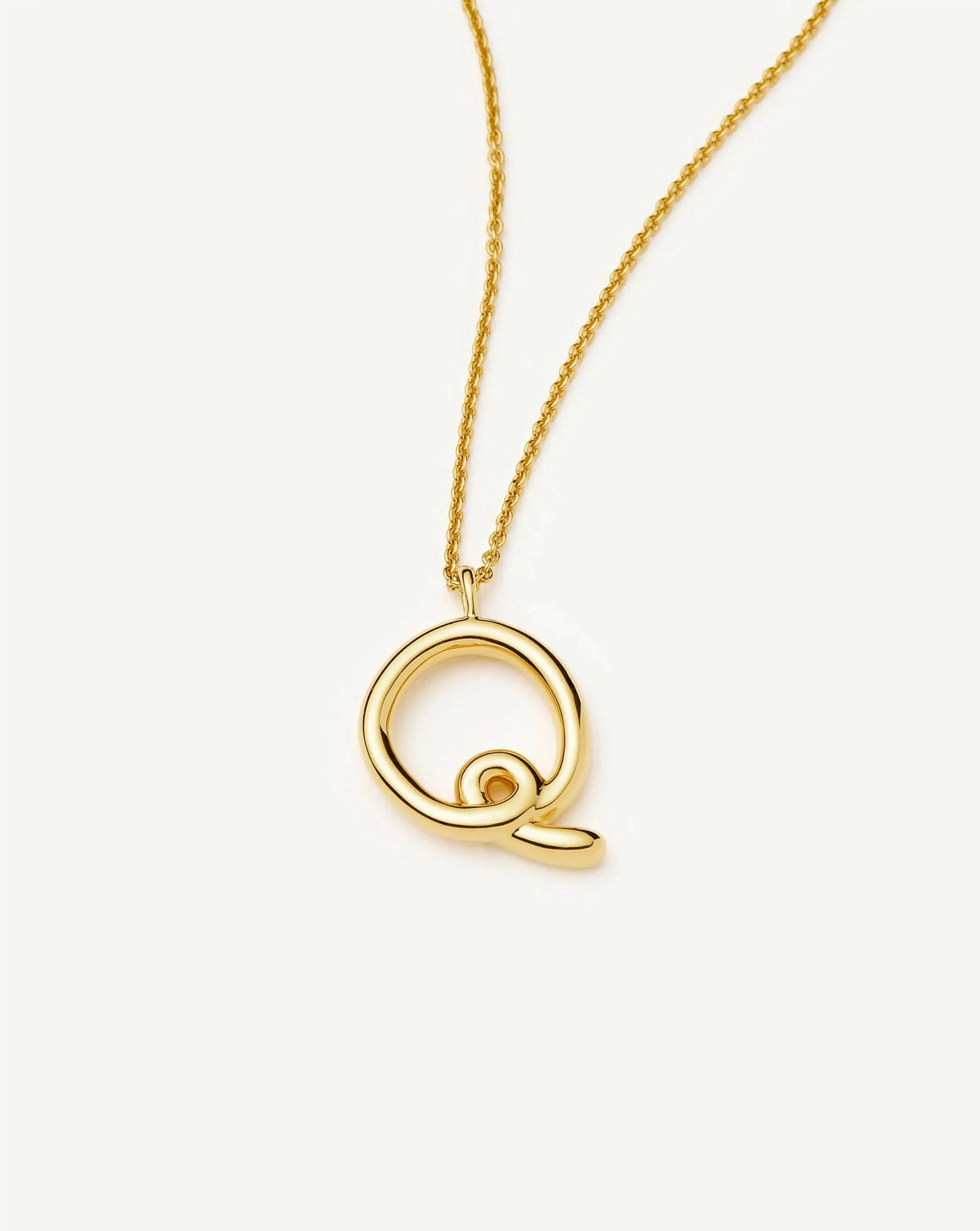 Curly Molten Initial Pendant Necklace - Q | 18k Gold Vermeil