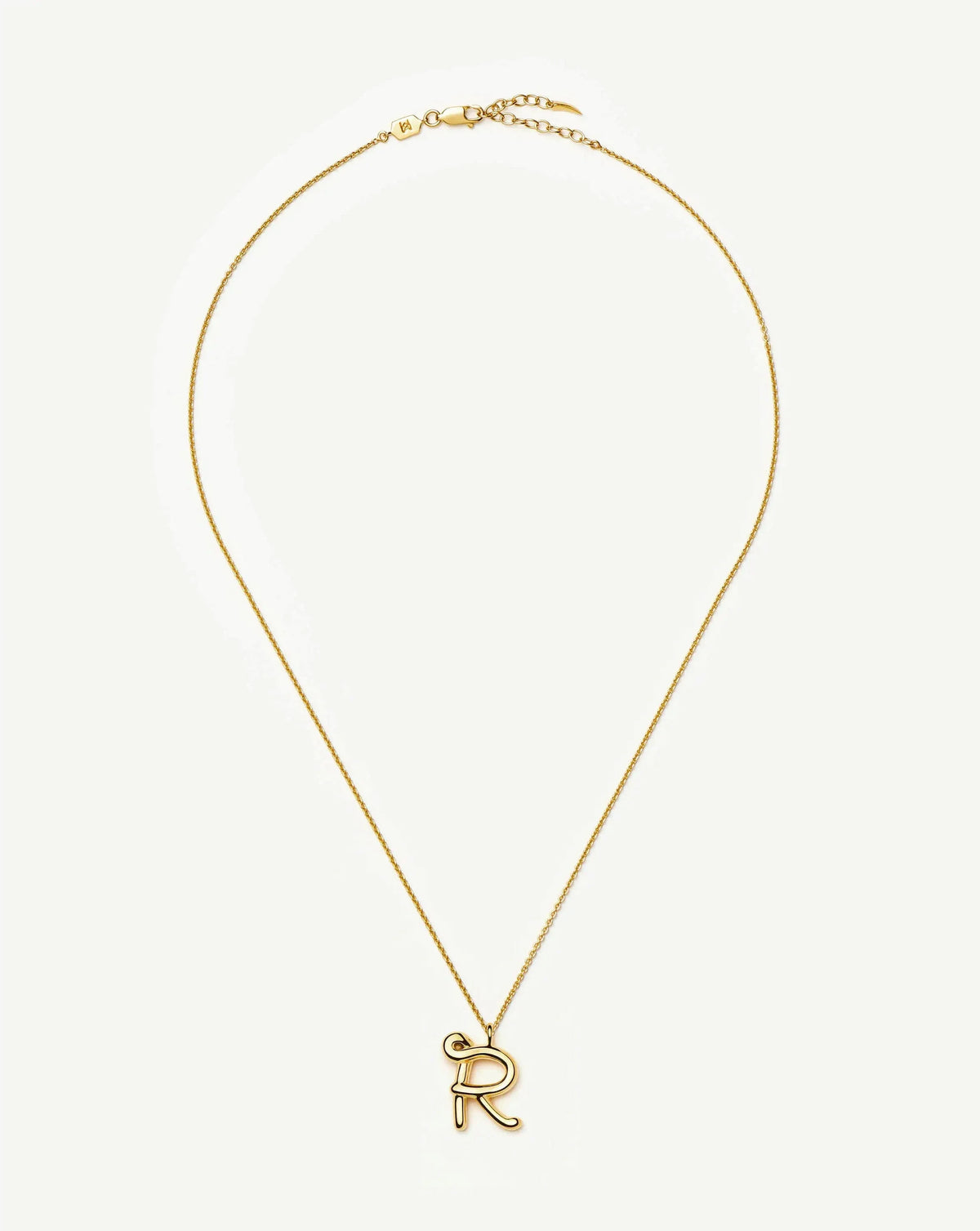 Curly Molten Initial Pendant Necklace - R | 18k Gold Vermeil