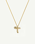 Curly Molten Initial Pendant Necklace - T | 18k Gold Vermeil