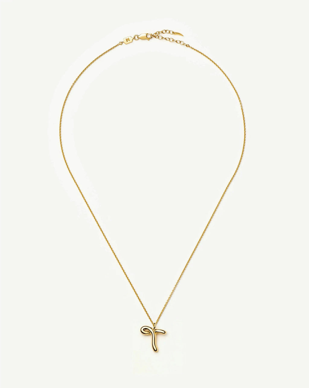 Curly Molten Initial Pendant Necklace - T | 18k Gold Vermeil