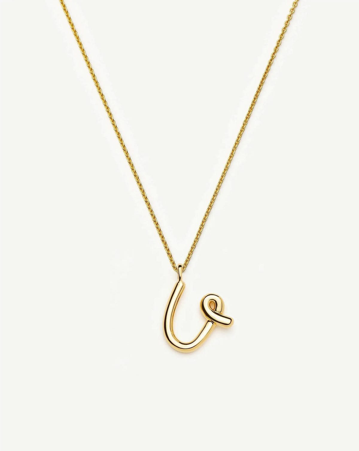 Curly Molten Initial Pendant Necklace - U | 18k Gold Vermeil