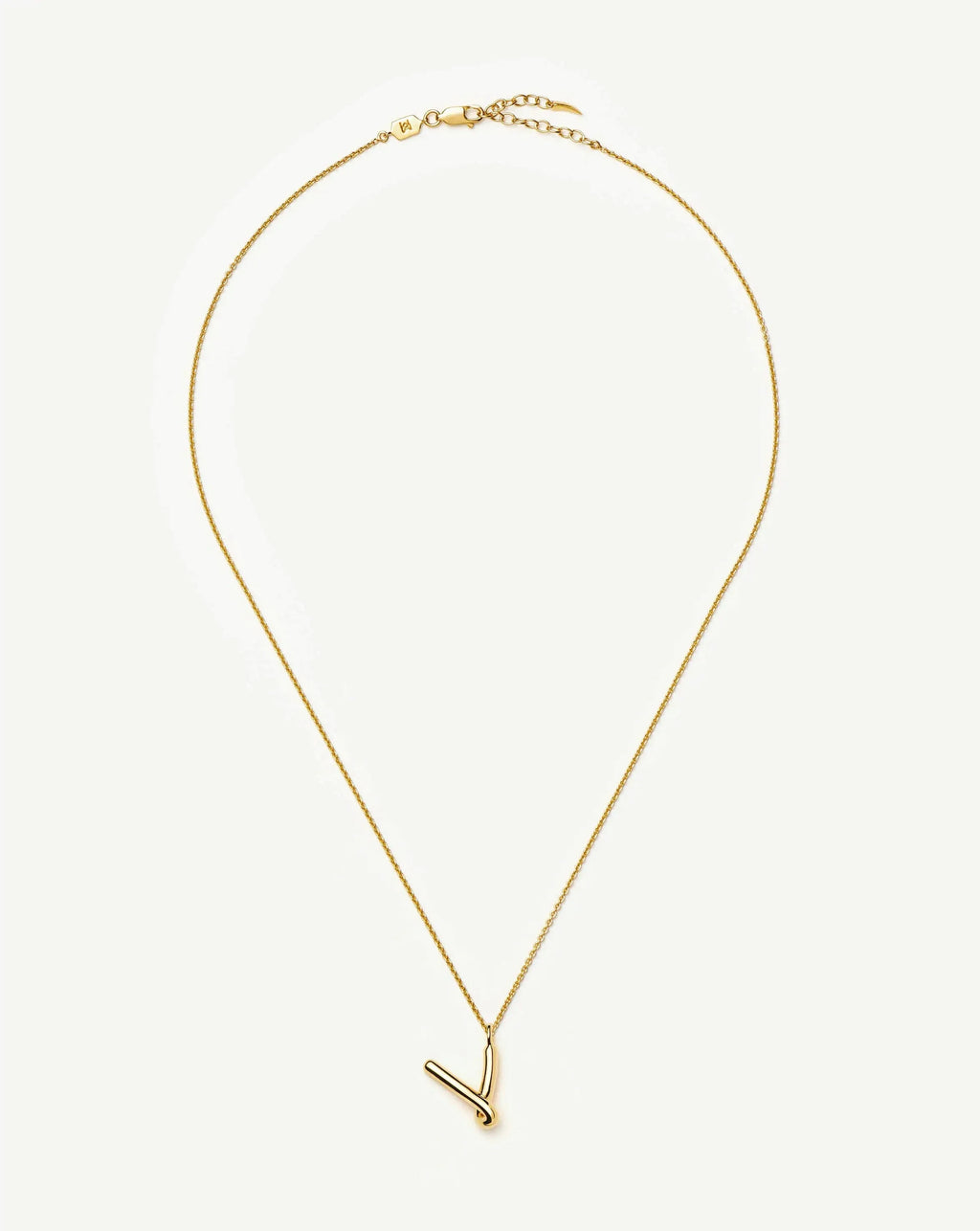 Curly Molten Initial Pendant Necklace - V | 18k Gold Vermeil