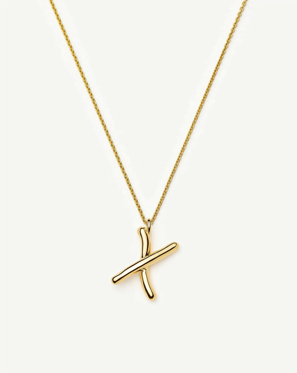 Curly Molten Initial Pendant Necklace - X | 18k Gold Vermeil
