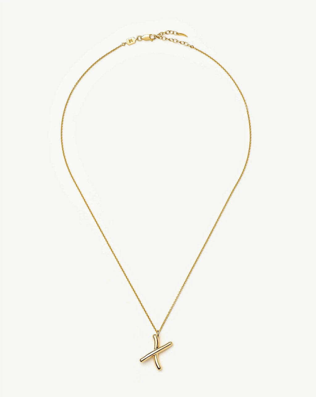 Curly Molten Initial Pendant Necklace - X | 18k Gold Vermeil