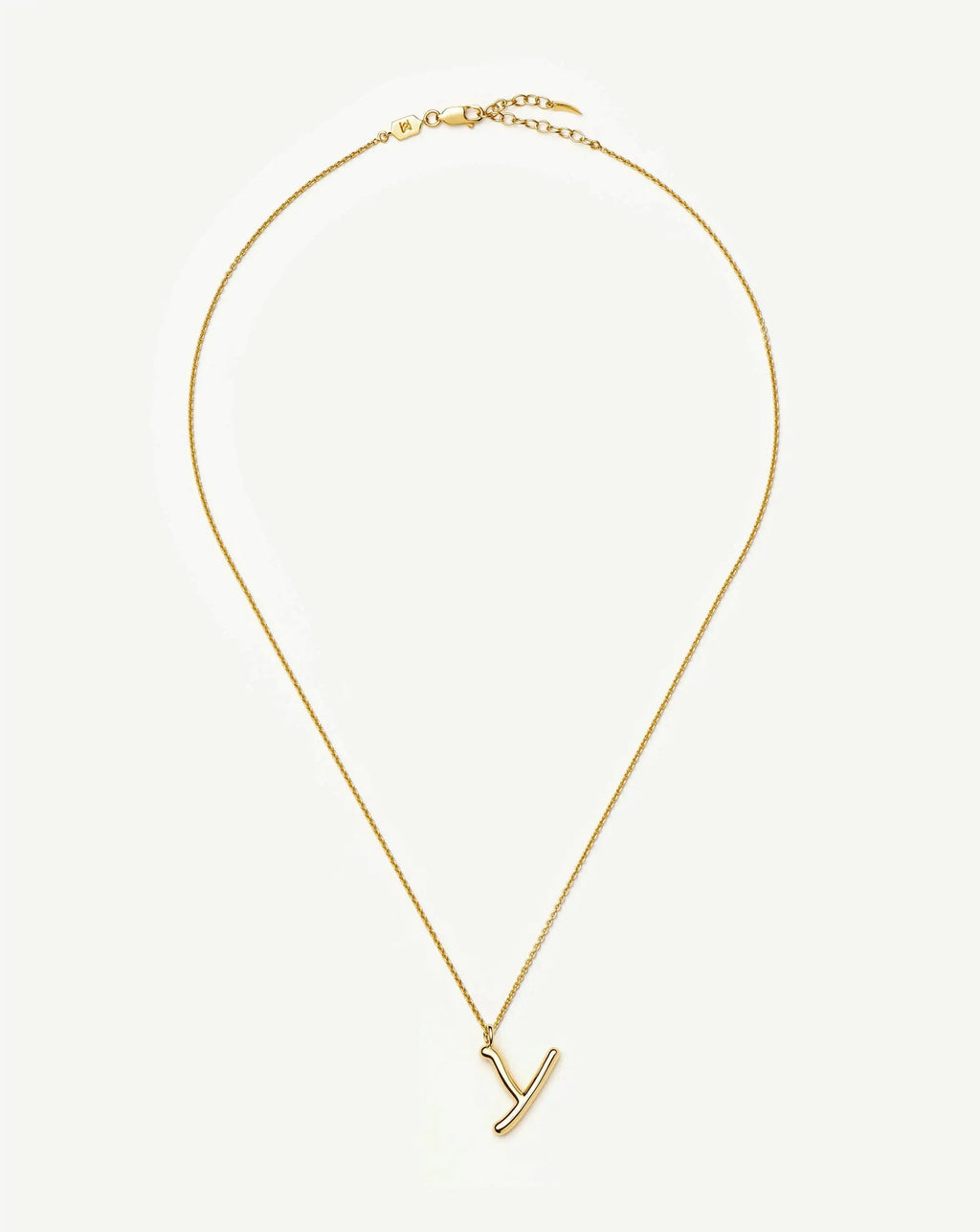 Curly Molten Initial Pendant Necklace - Y | 18k Gold Vermeil