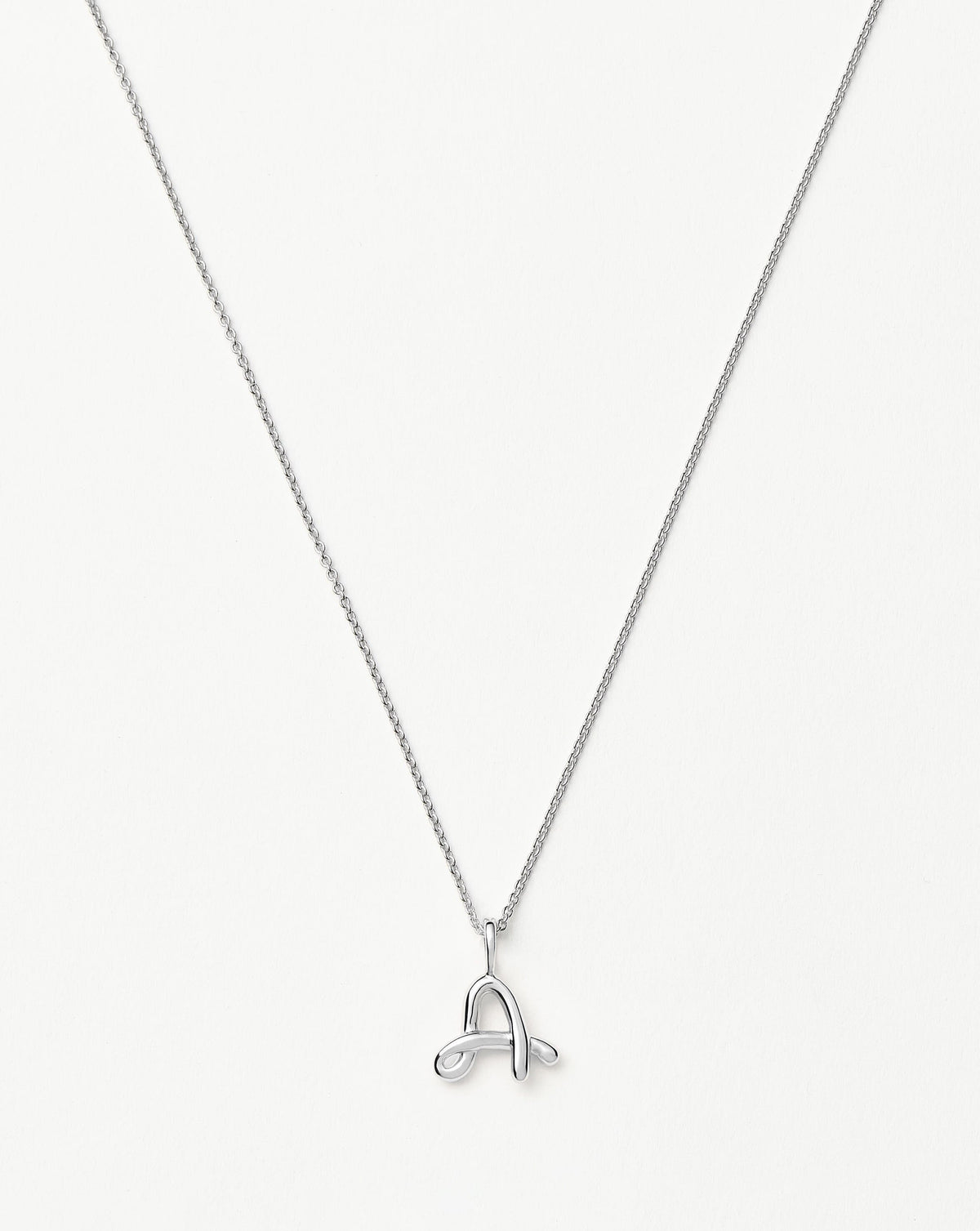 Curly Molten Mini Initial Necklace - A | Sterling Silver