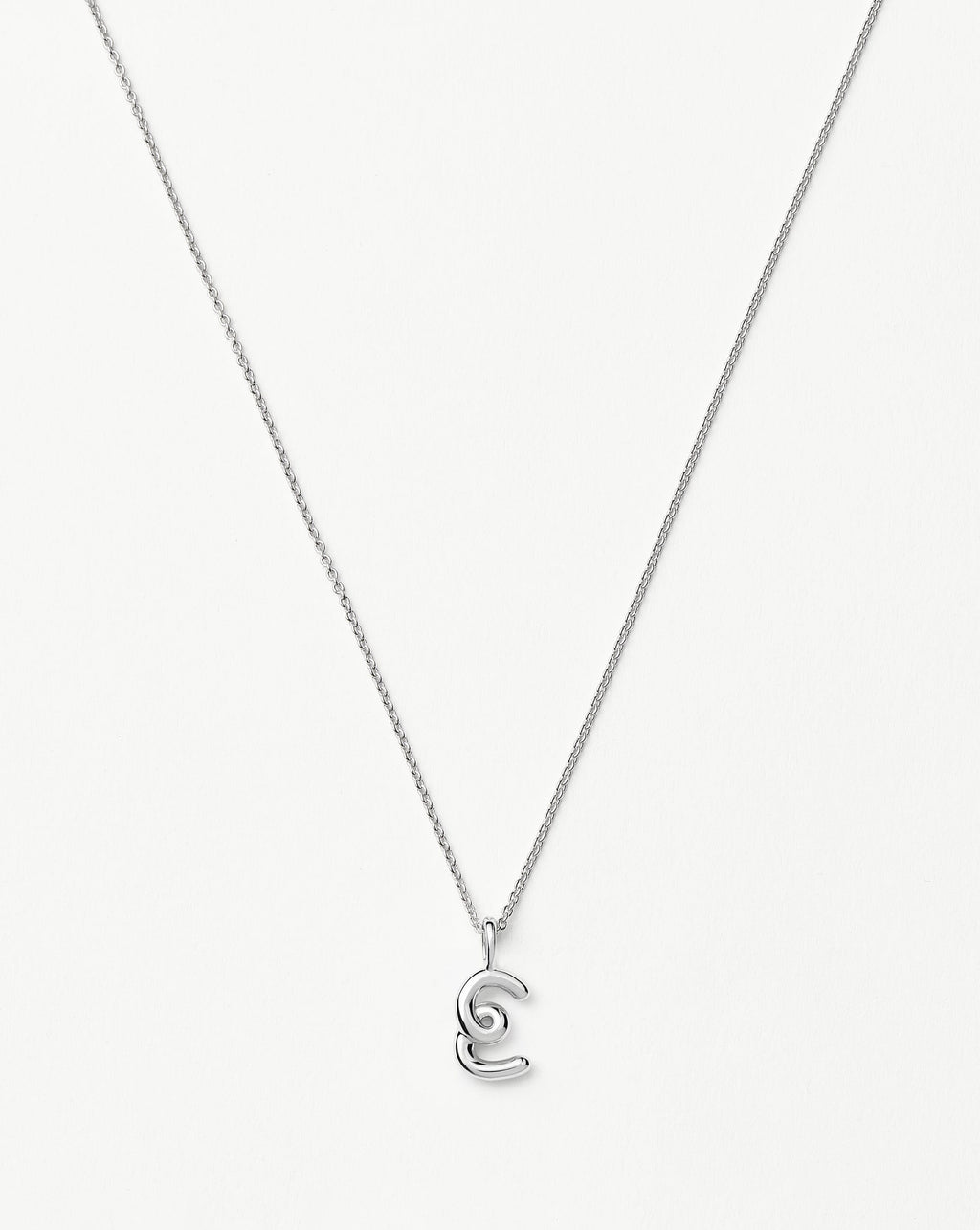 Curly Molten Mini Initial Necklace - E | Sterling Silver