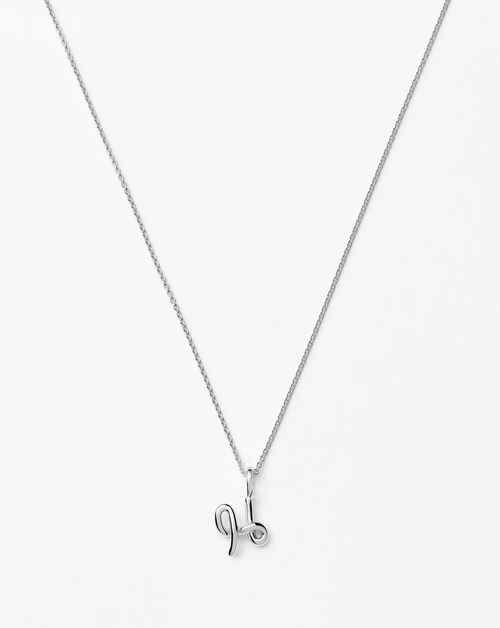 Curly Molten Mini Initial Necklace - H | Sterling Silver