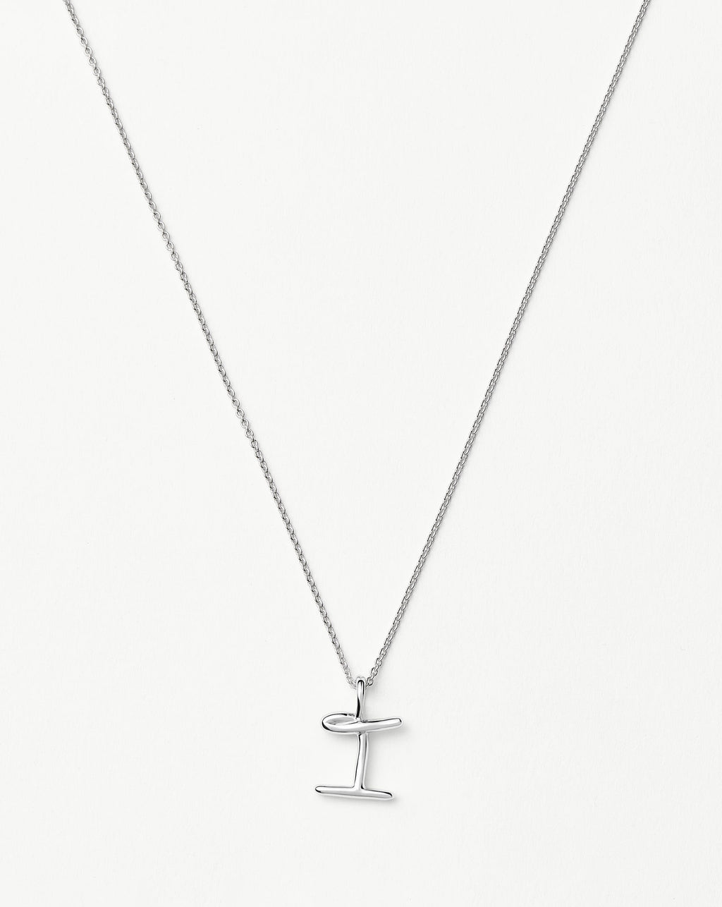 Curly Molten Mini Initial Necklace - I | Sterling Silver