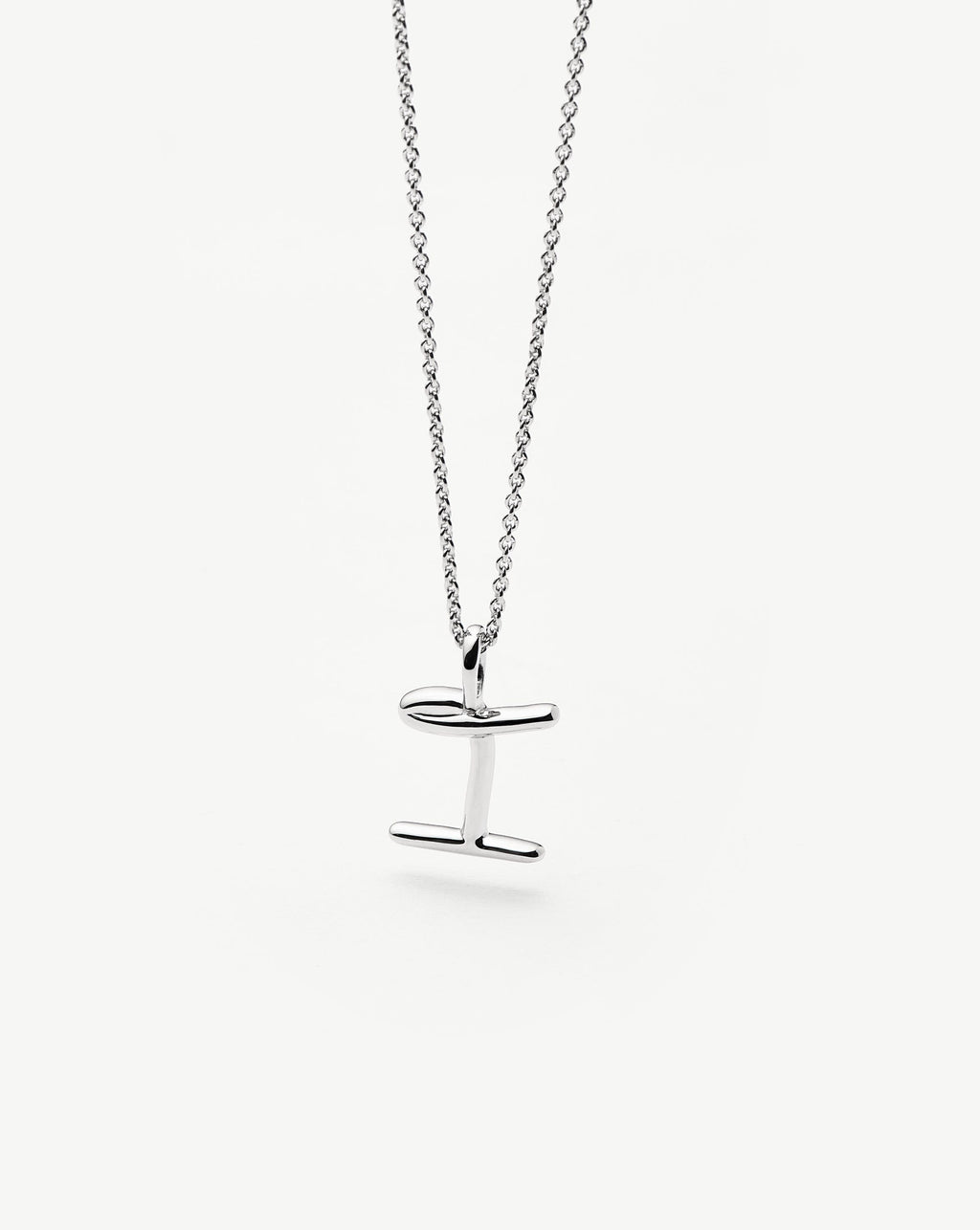 Curly Molten Mini Initial Necklace - I | Sterling Silver