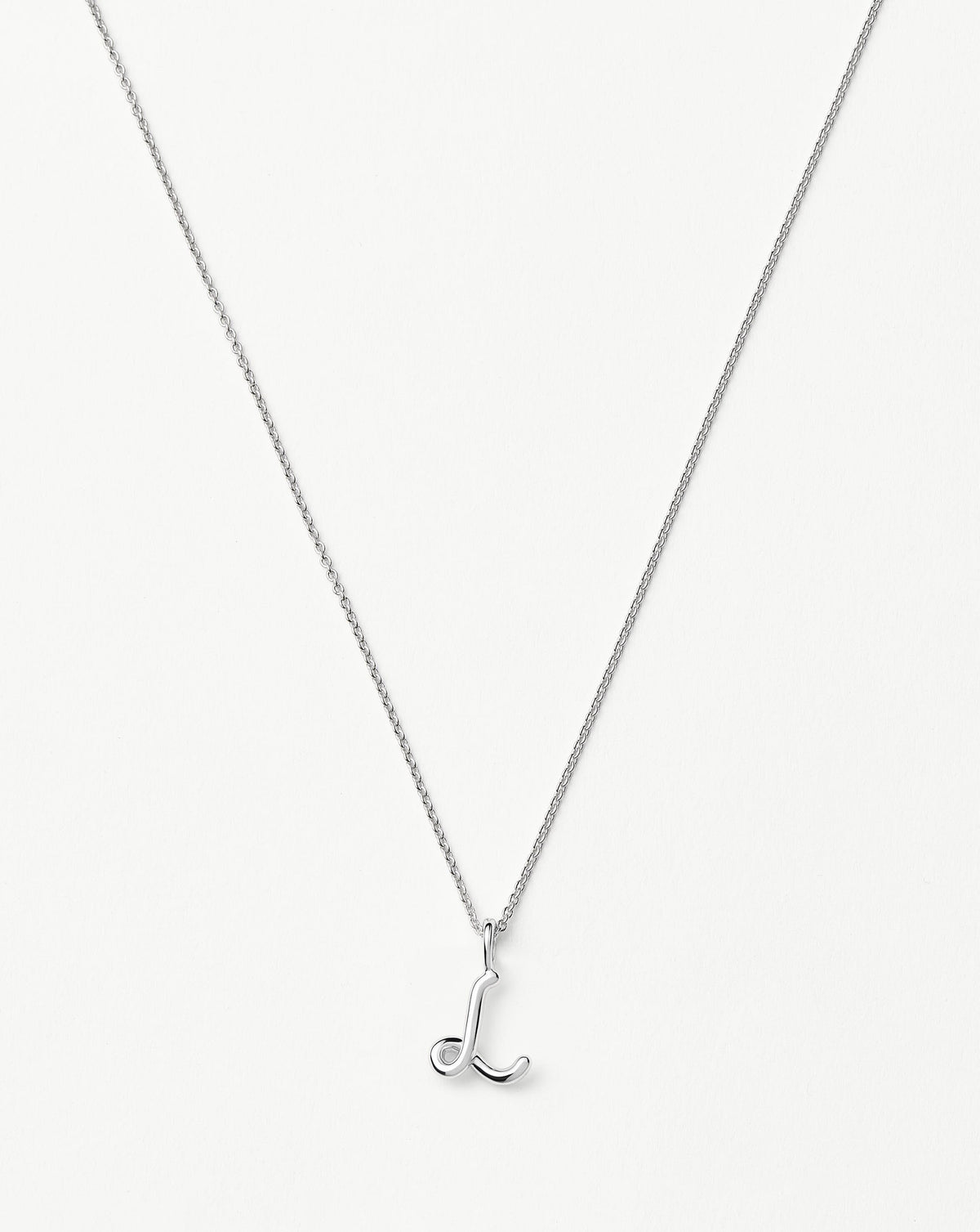 Curly Molten Mini Initial Necklace - L | Sterling Silver
