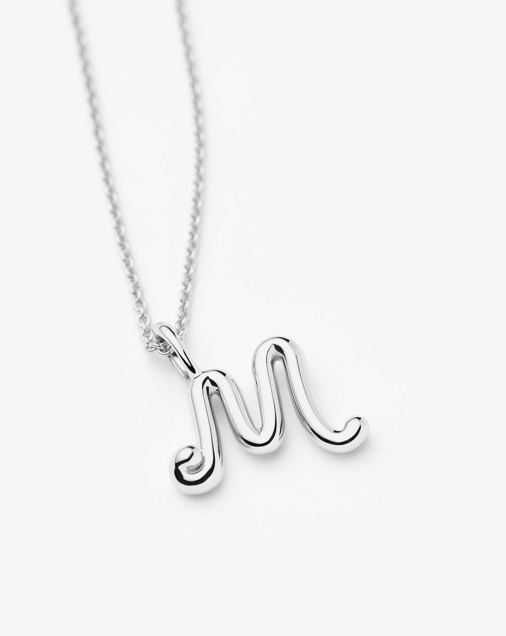 Curly Molten Mini Initial Necklace - M | Sterling Silver
