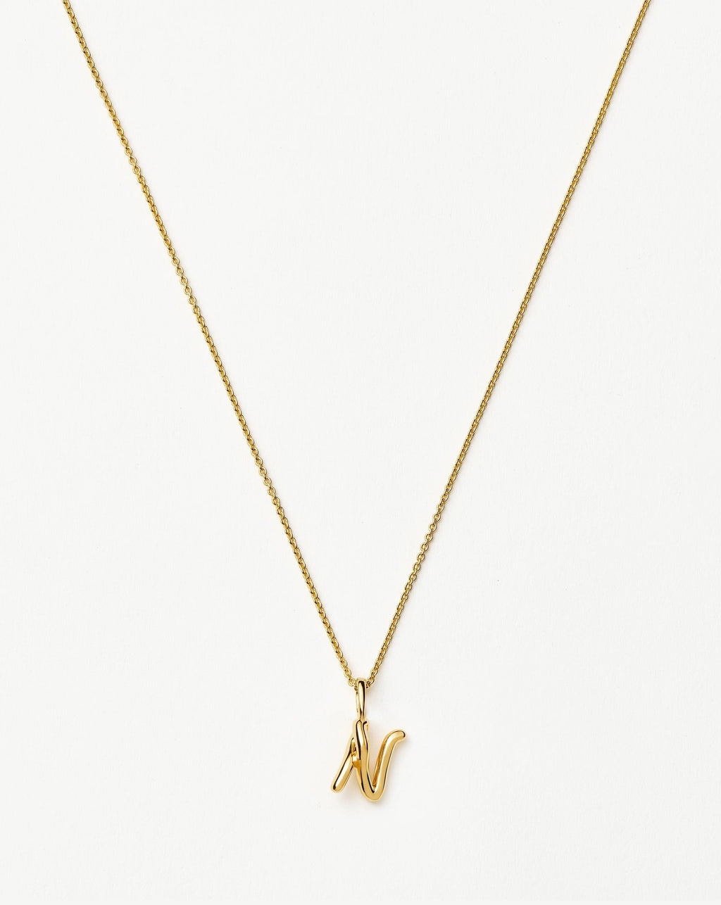 Curly Molten Mini Initial Necklace - N | 18k Gold Vermeil