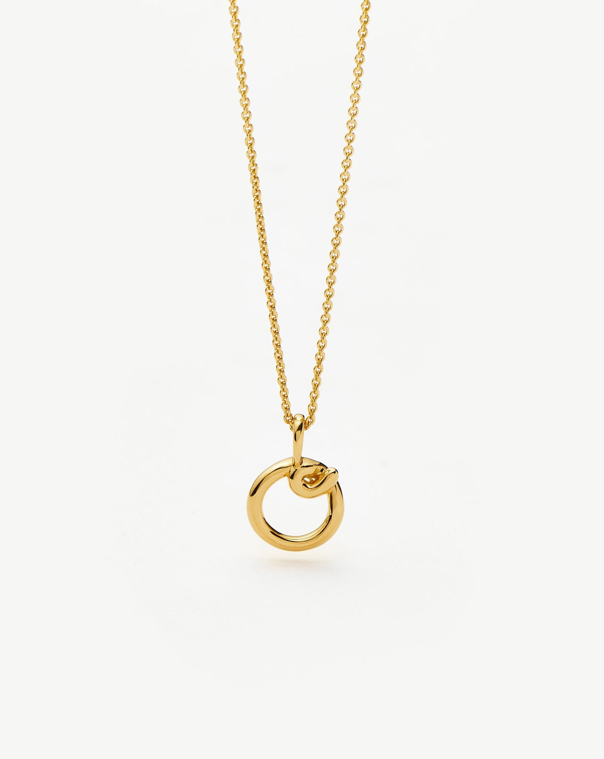 Curly Molten Mini Initial Necklace - O | 18k Gold Vermeil