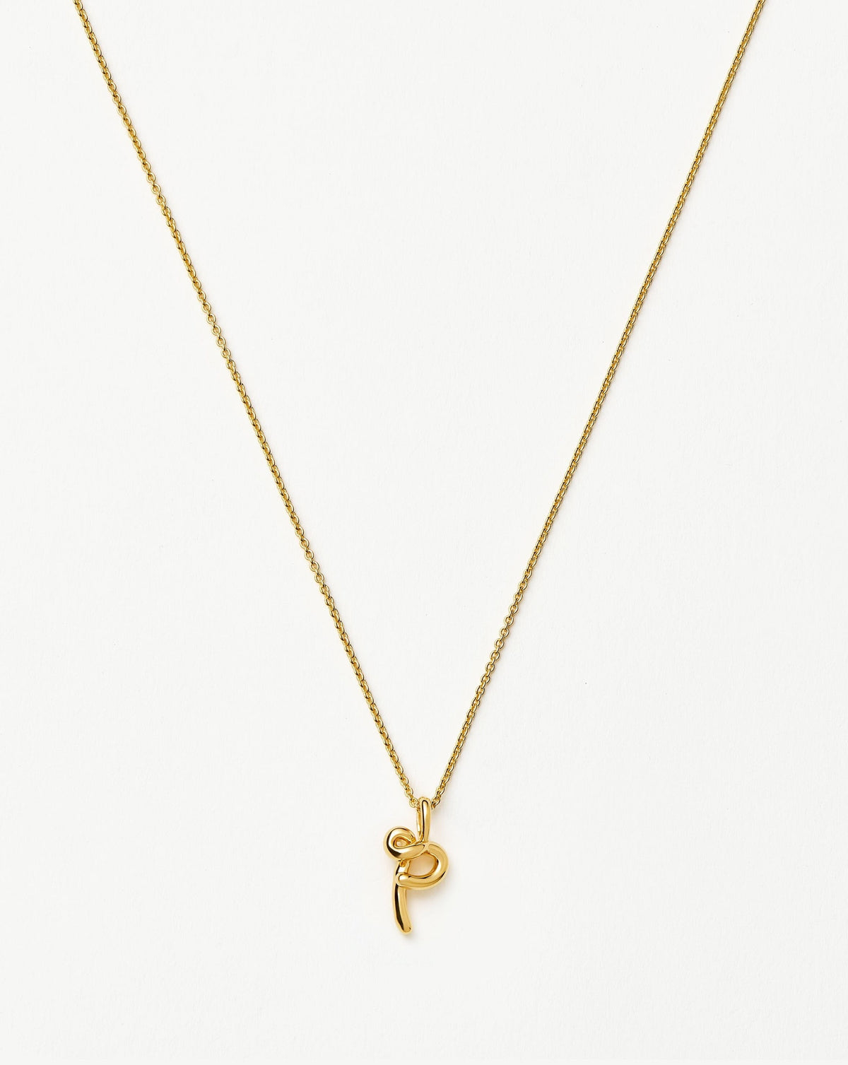 Curly Molten Mini Initial Necklace - P | 18k Gold Vermeil