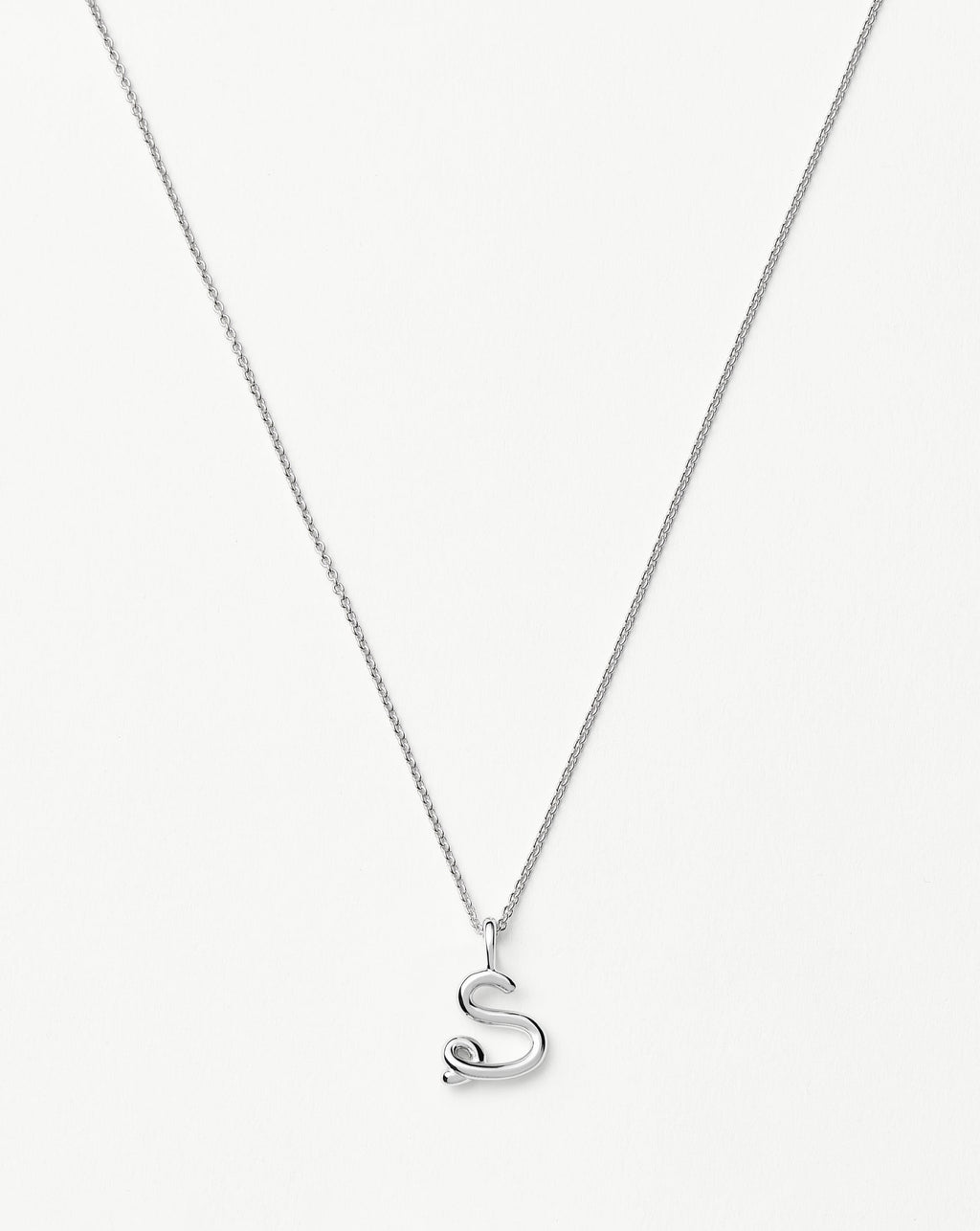 Curly Molten Mini Initial Necklace - S | Sterling Silver
