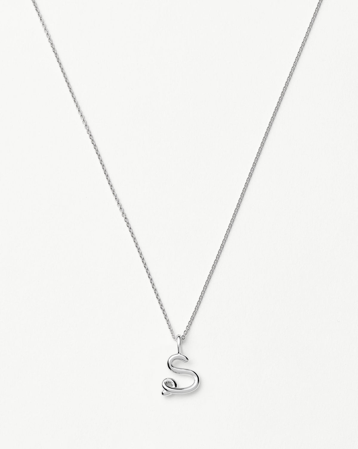 Curly Molten Mini Initial Necklace - S | Sterling Silver