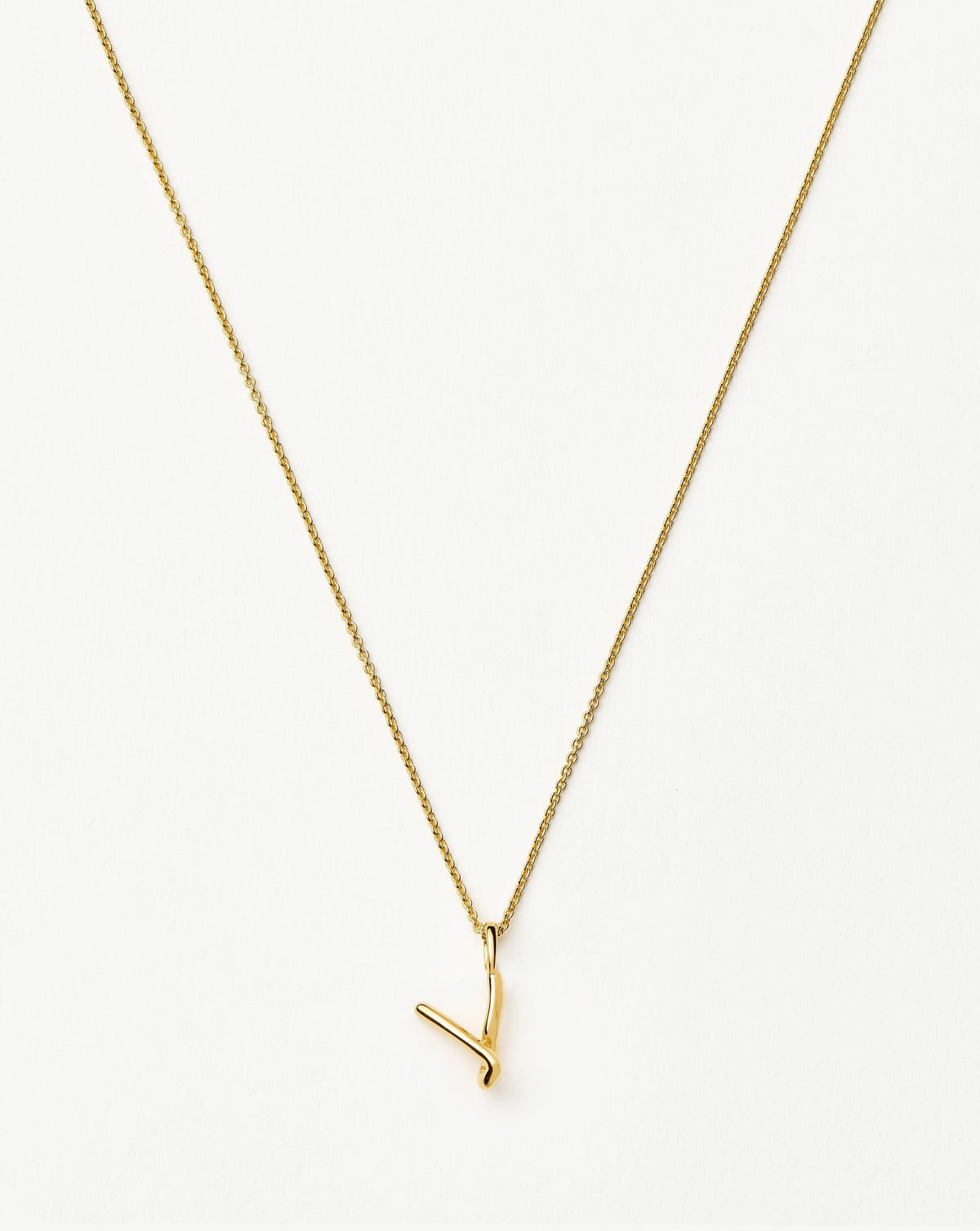 Curly Molten Mini Initial Necklace - V | 18k Gold Vermeil