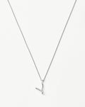 Curly Molten Mini Initial Necklace - V | Sterling Silver