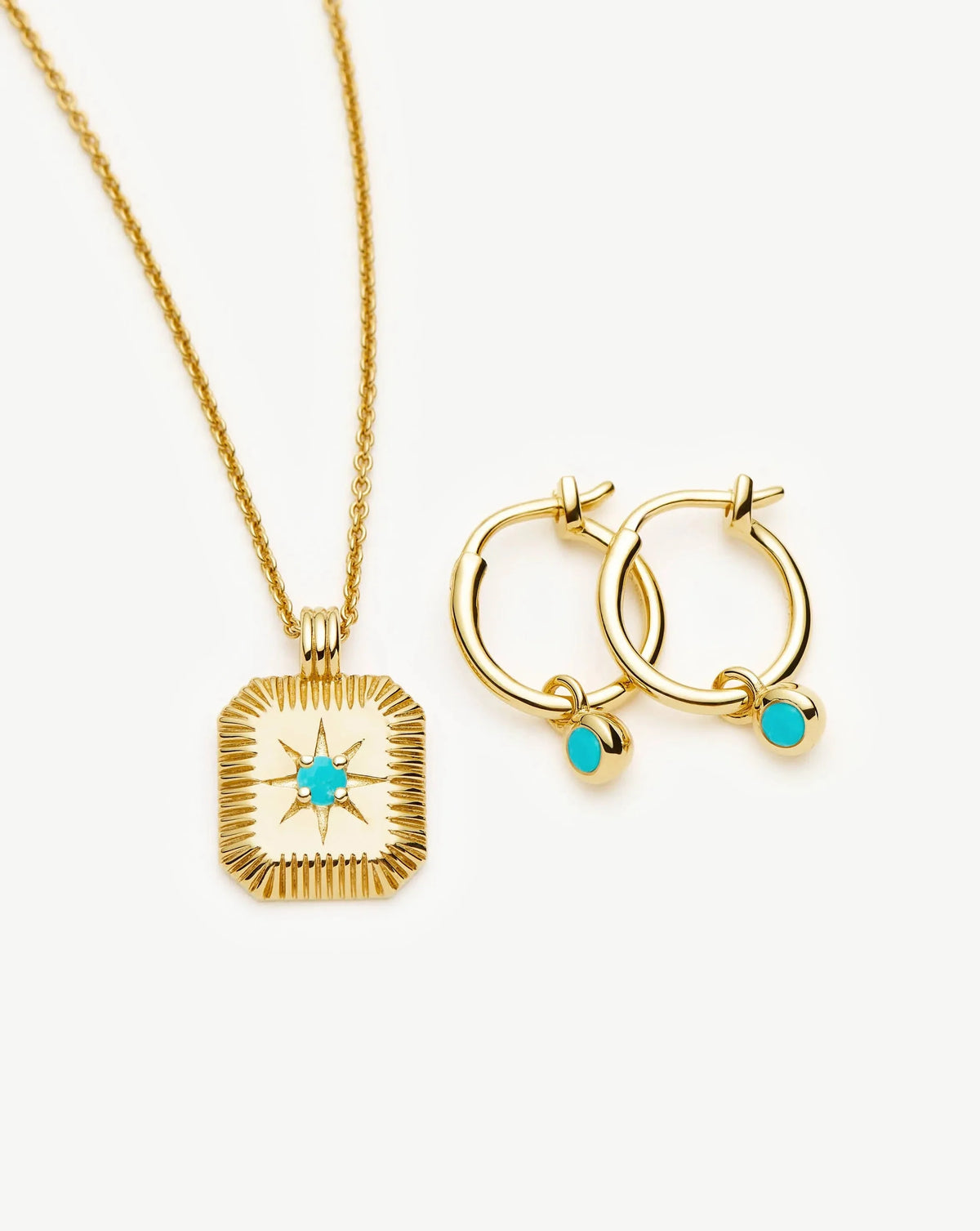 December Birthstone Necklace & Charm Earrings Set | 18k Gold Vermeil/Turquoise Magnesite