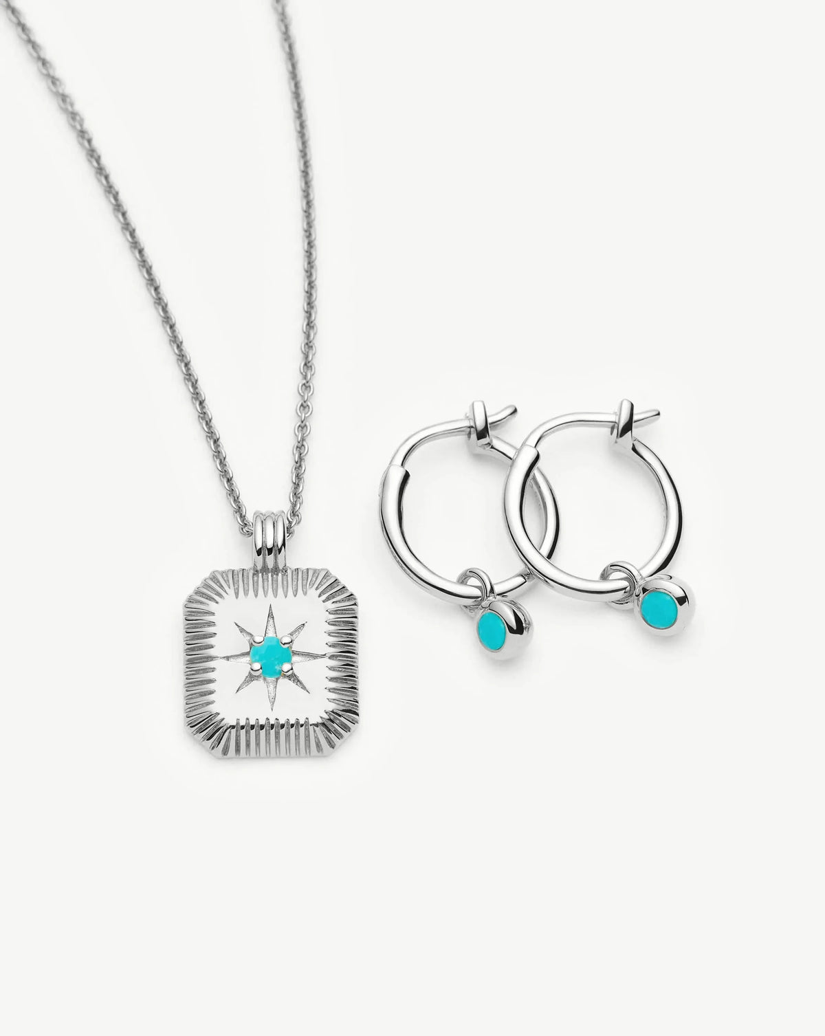 December Birthstone Necklace & Charm Earrings Set | Sterling Silver