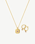 February Birthstone Necklace & Charm Earrings Set | 18k Gold Vermeil/Amethyst