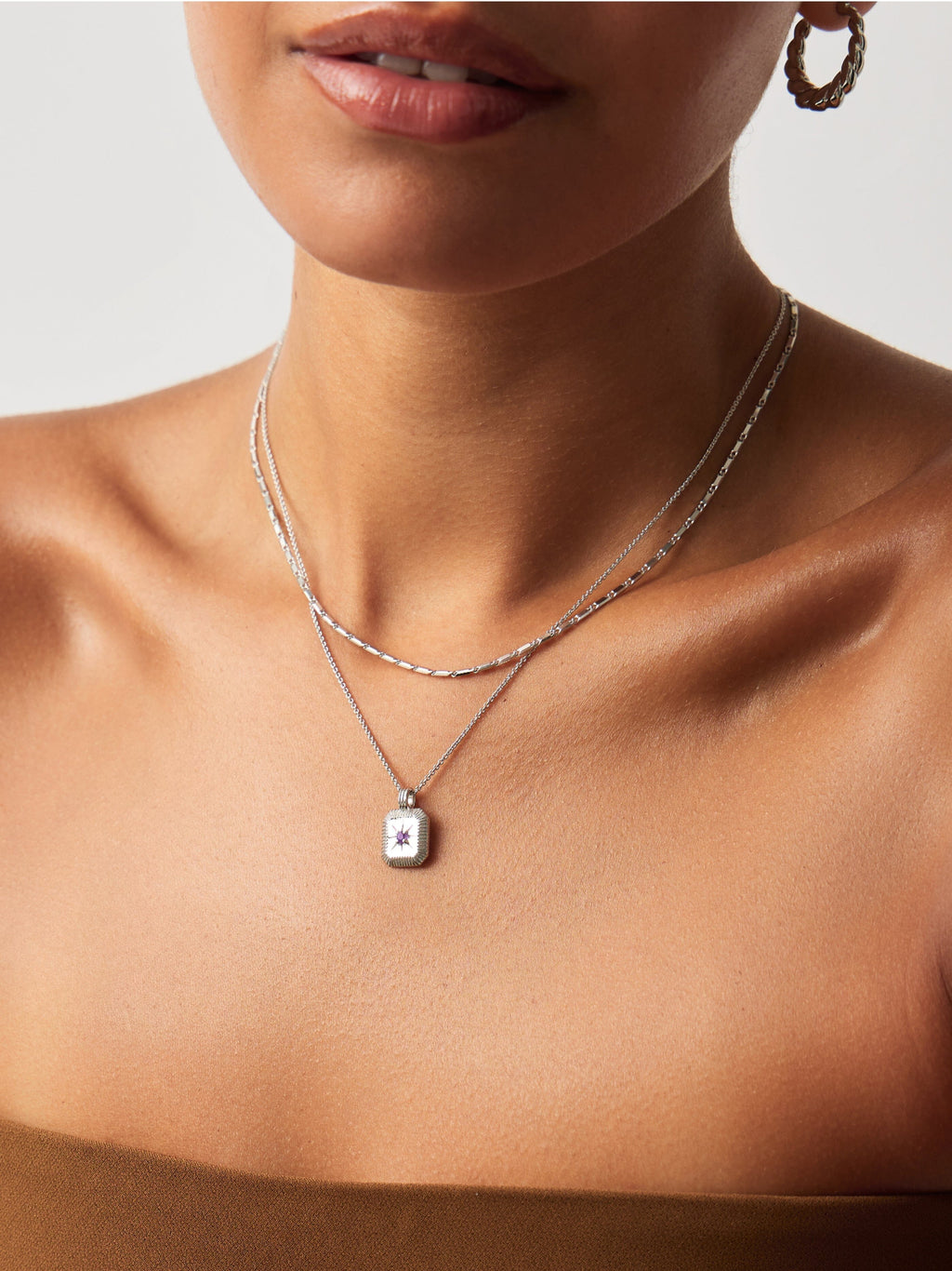 February Birthstone Pendant Necklace | Amethyst/Sterling Silver