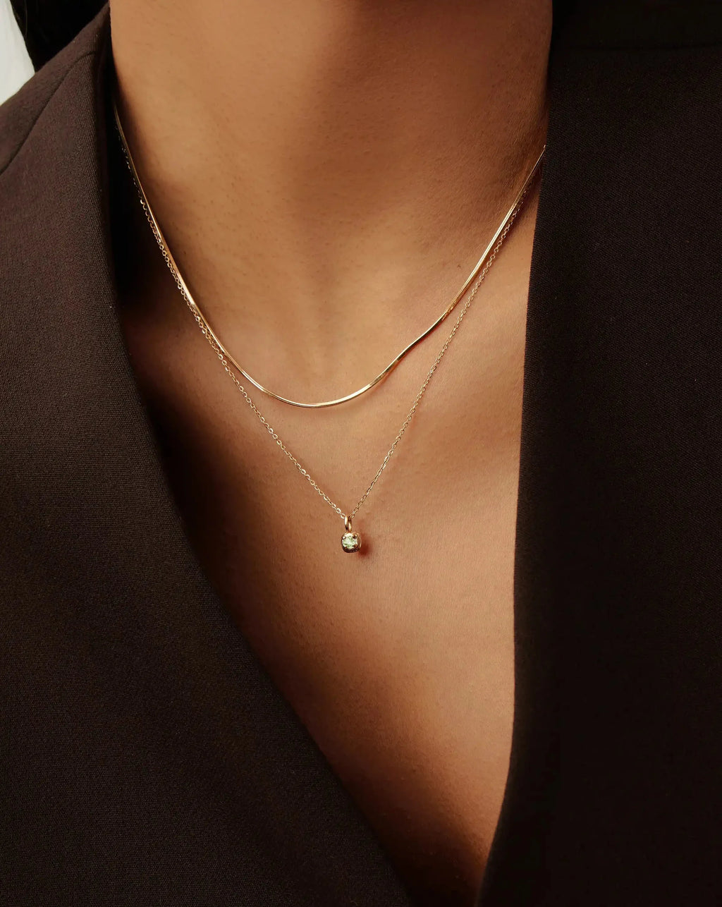 Solid Gold August Birthstone Pendant Necklace | 14k Solid Gold/Peridot