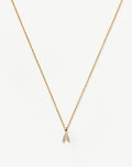 Solid Gold Diamond Initial Mini Pendant Necklace  - A | 14k Solid Yellow Gold Plated/Diamond