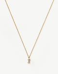 Solid Gold Diamond Initial Mini Pendant Necklace - I | 14k Solid Yellow Gold Plated/Diamond