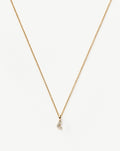 Solid Gold Diamond Initial Mini Pendant Necklace - L | 14k Solid Yellow Gold Plated/Diamond