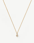 Solid Gold Diamond Initial Mini Pendant Necklace - O | 14k Solid Yellow Gold Plated/Diamond