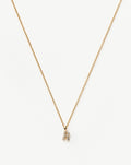 Solid Gold Diamond Initial Mini Pendant Necklace - R | 14k Solid Yellow Gold Plated/Diamond