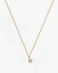 Solid Gold Diamond Initial Mini Pendant Necklace - W | 14k Solid Yellow Gold Plated/Diamond