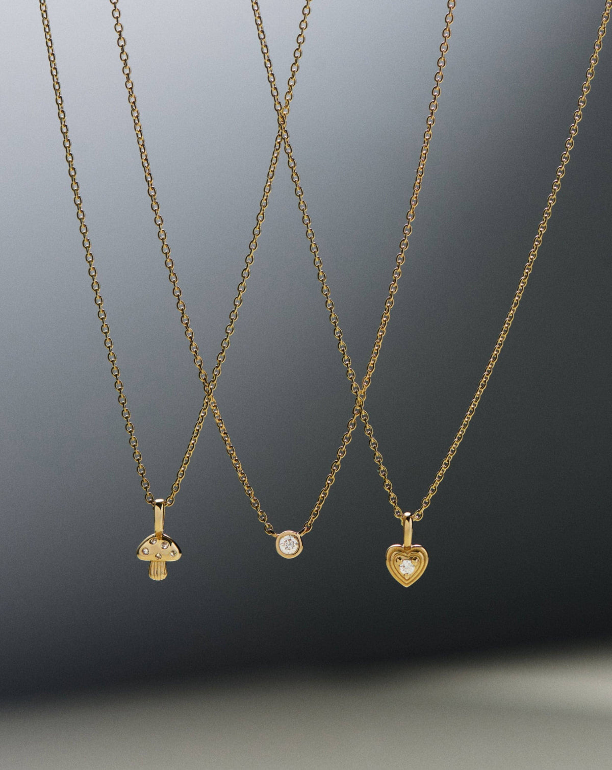 Solid Gold Diamond Solitaire Pendant Necklace | 14k Solid Gold/Diamond
