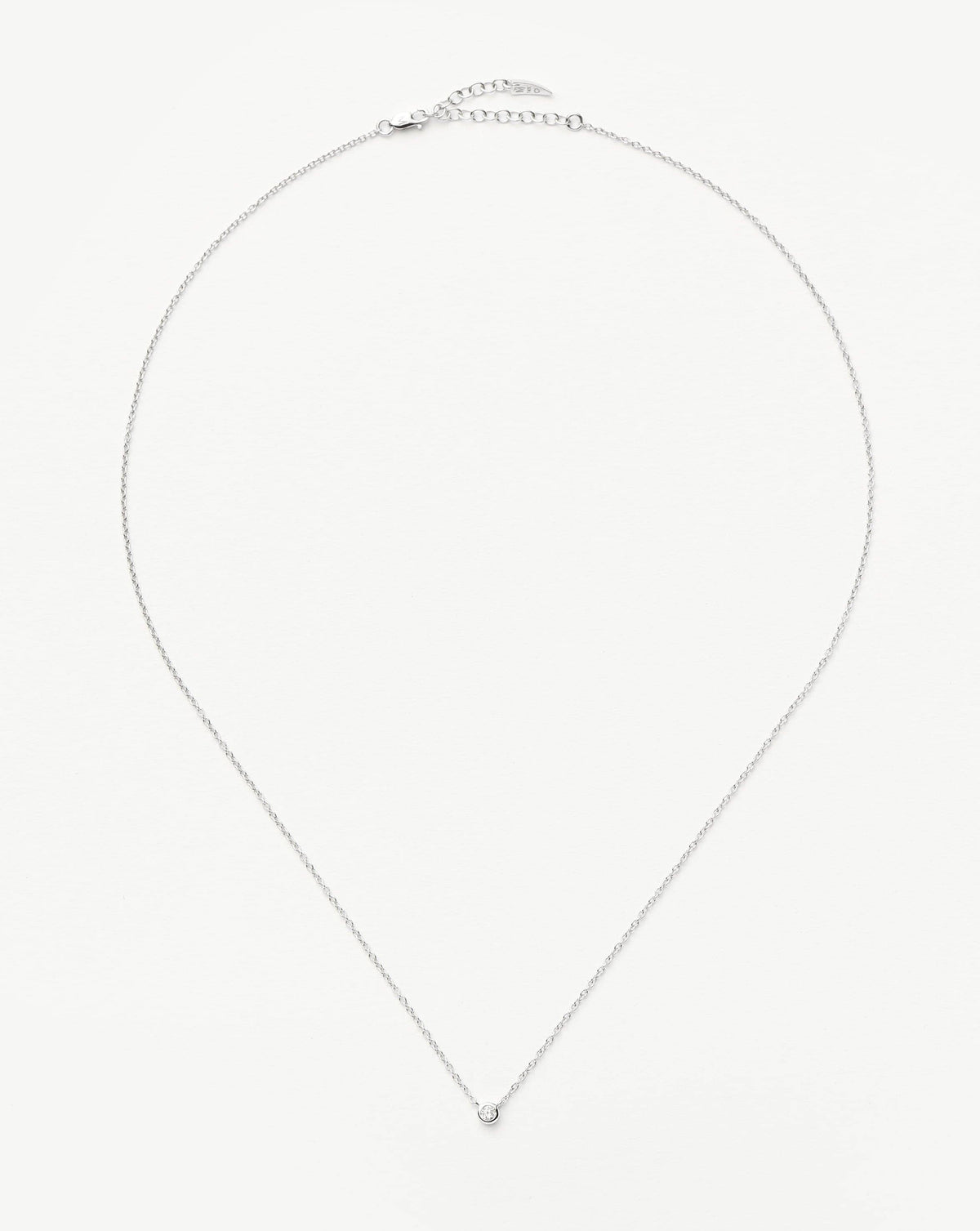 Solid Gold Diamond Solitaire Pendant Necklace | 14k Solid White Gold/Diamond