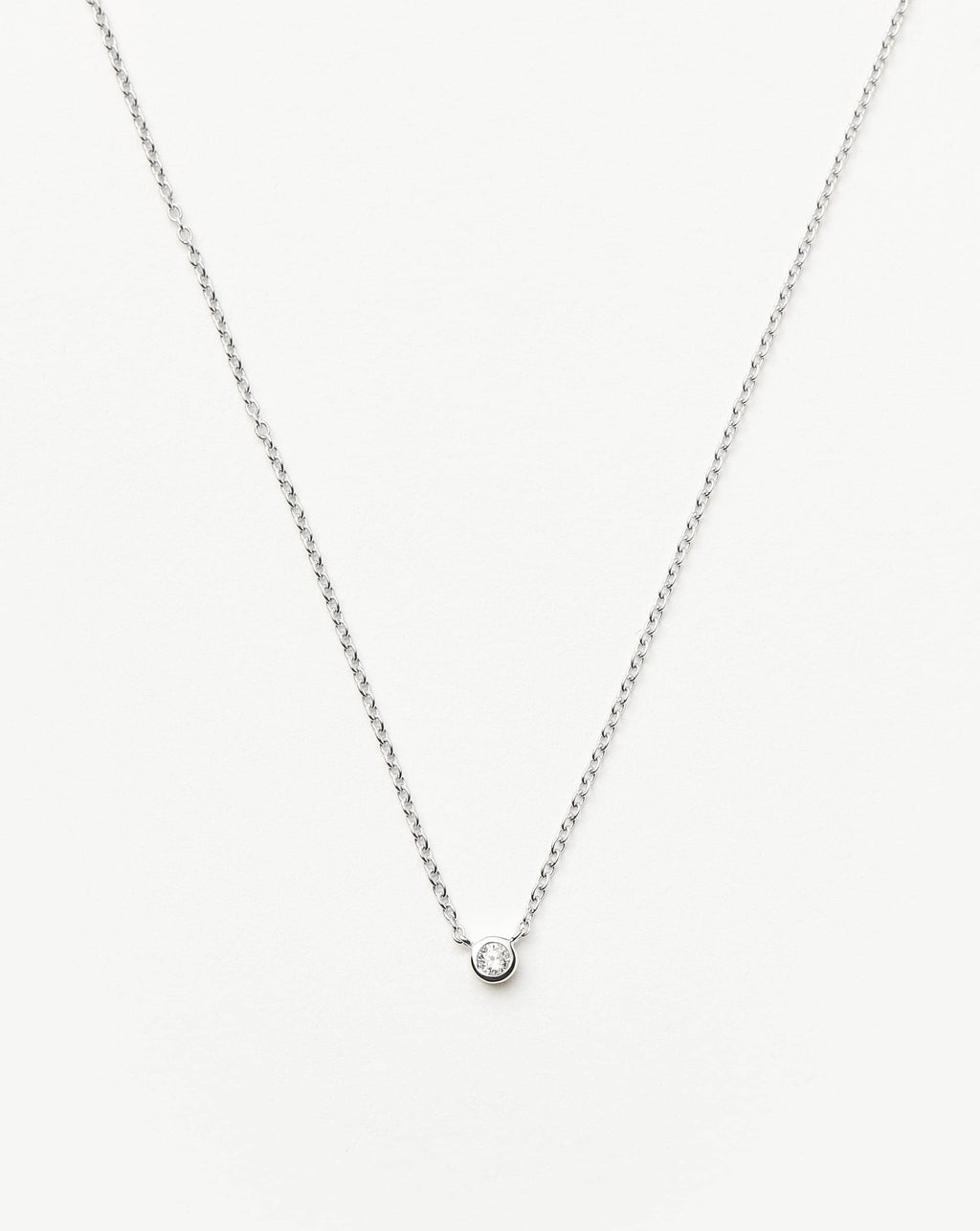Solid Gold Diamond Solitaire Pendant Necklace | 14k Solid White Gold/Diamond