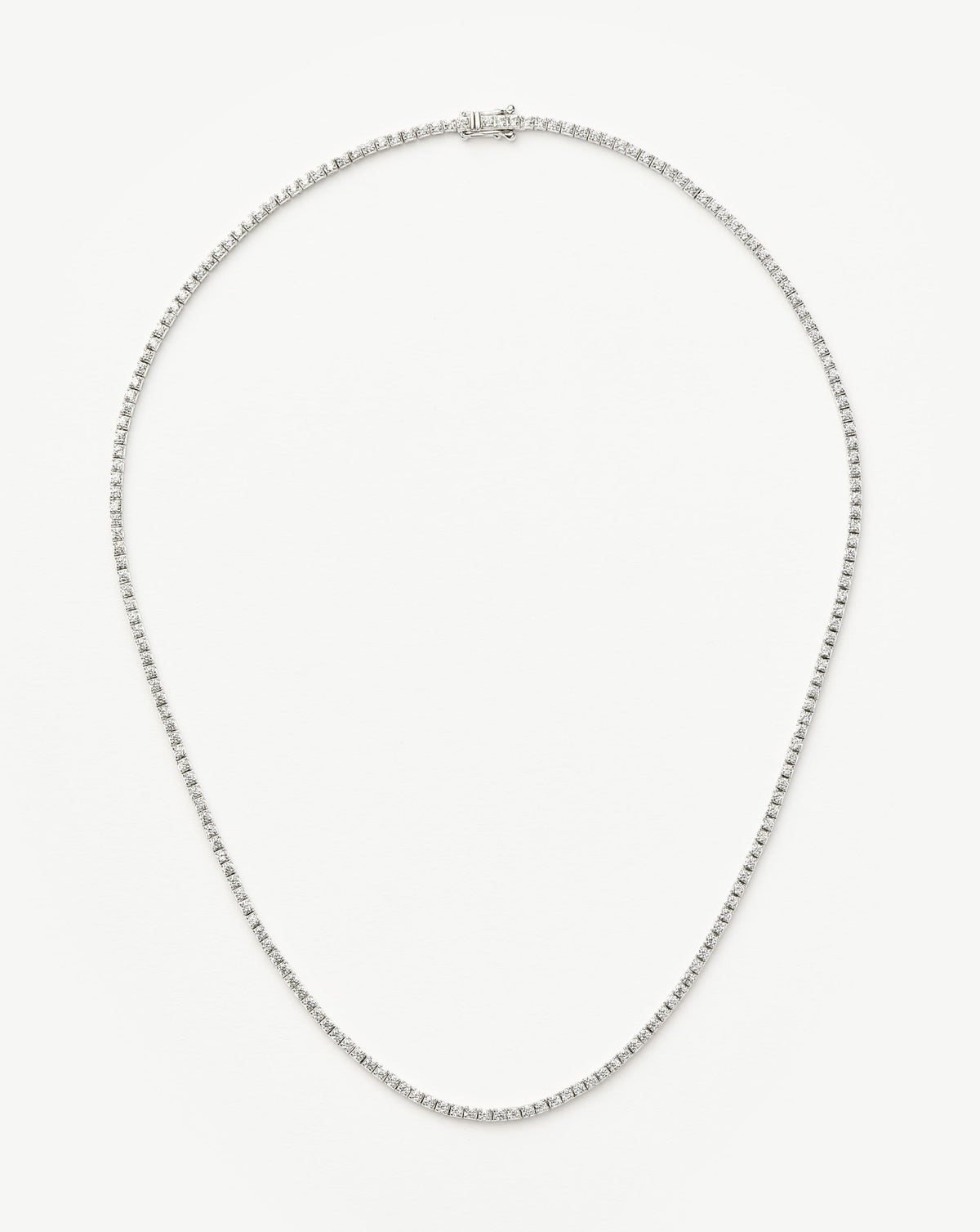 Solid Gold Diamond Tennis Necklace | 14k Solid White Gold Diamond